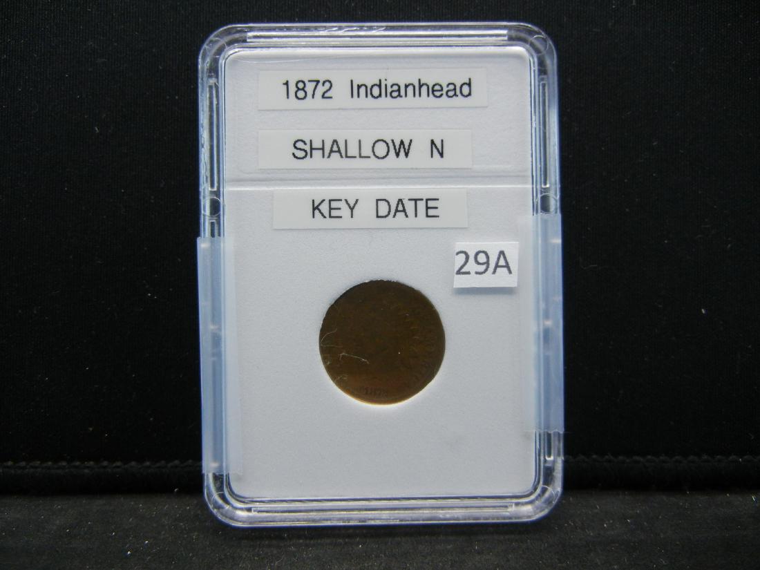 1872 Indian Head Cent. Shallow N. Key Date. Slabbed (1 of 4)
