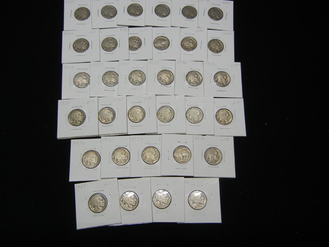 Lot of 34 1930's Buffalo Nickels. (1 of 7)