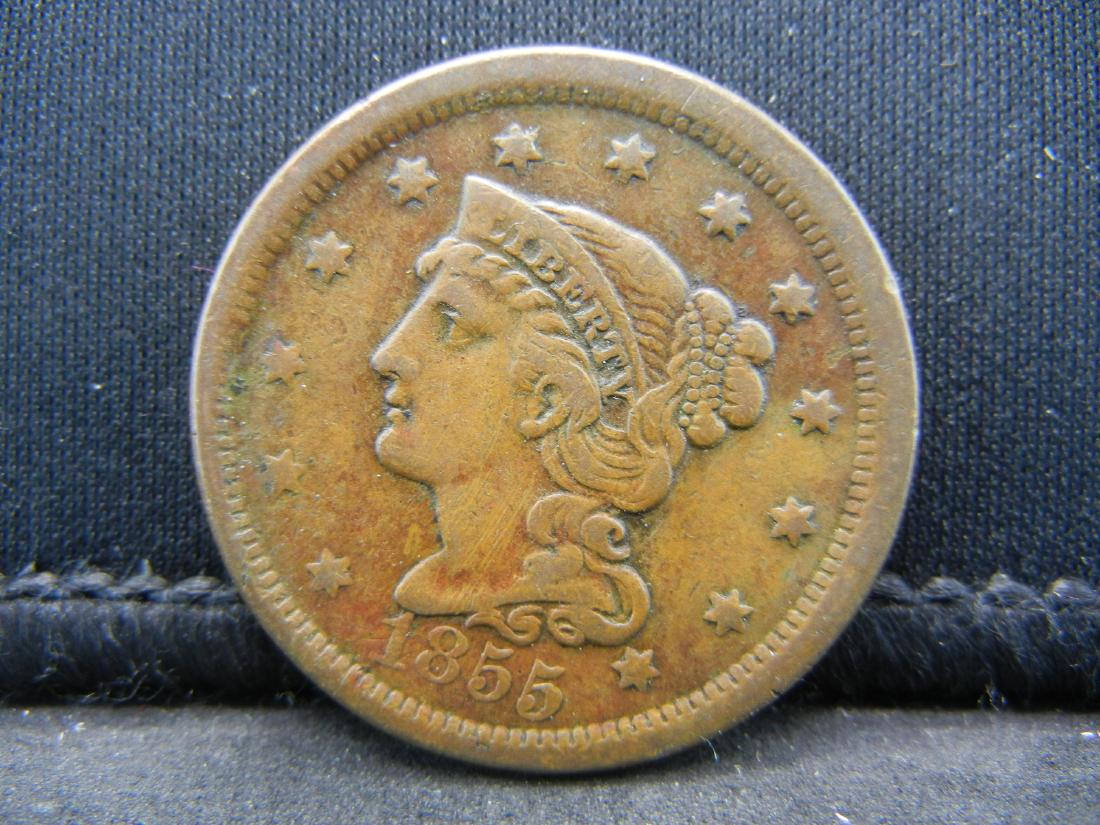 1855 Upright 55 US Large Cent (1 of 2)