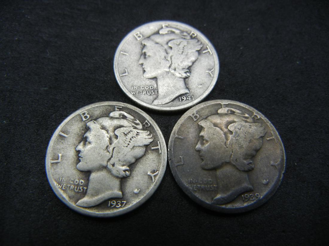 1939, 1937, 1941 Silver Mercury Dimes (1 of 2)