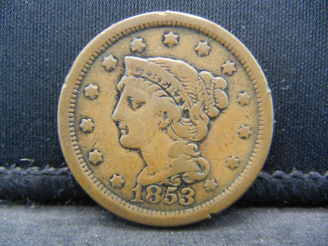 1853 United States Braided Hair Large Cent.  Nice (1 of 2)