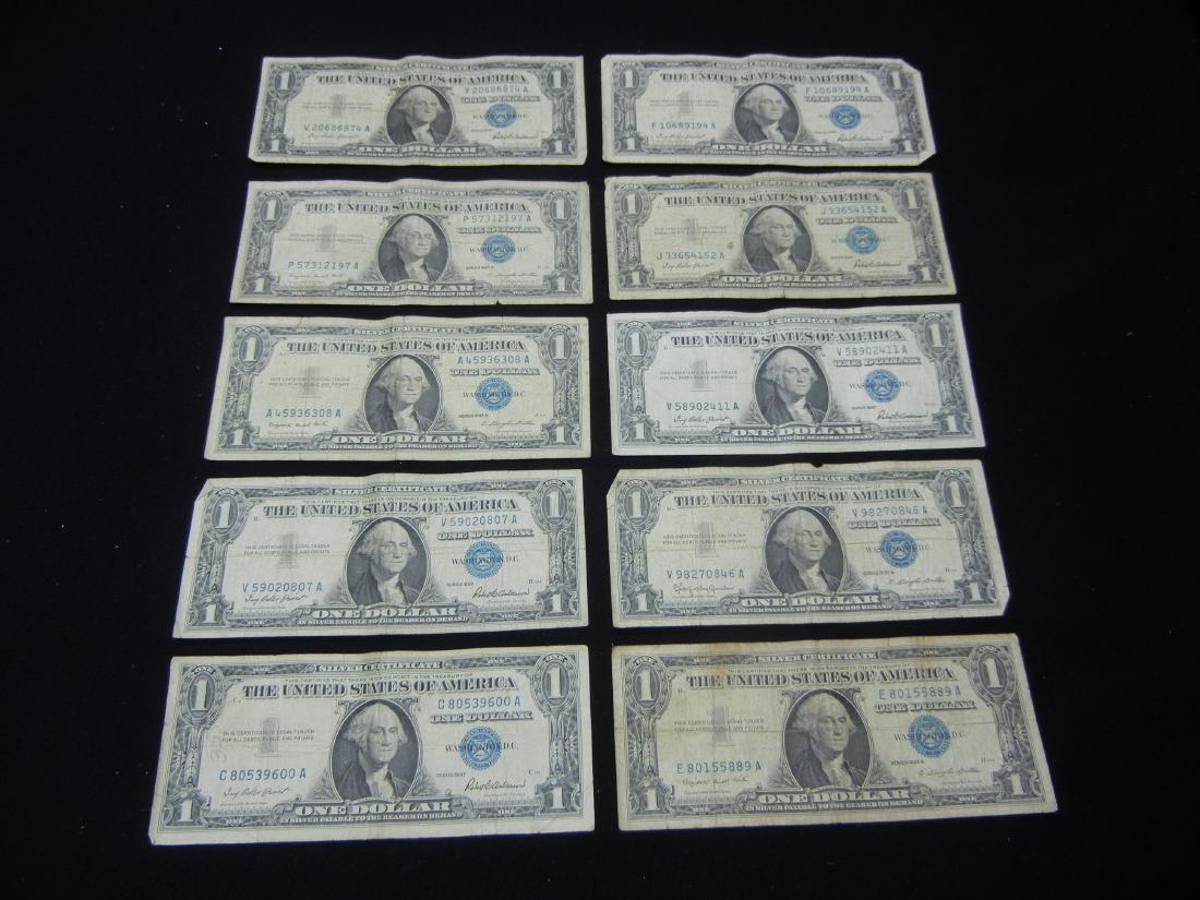 Ten 1957 One Dollar Silver Certificates (1 of 8)