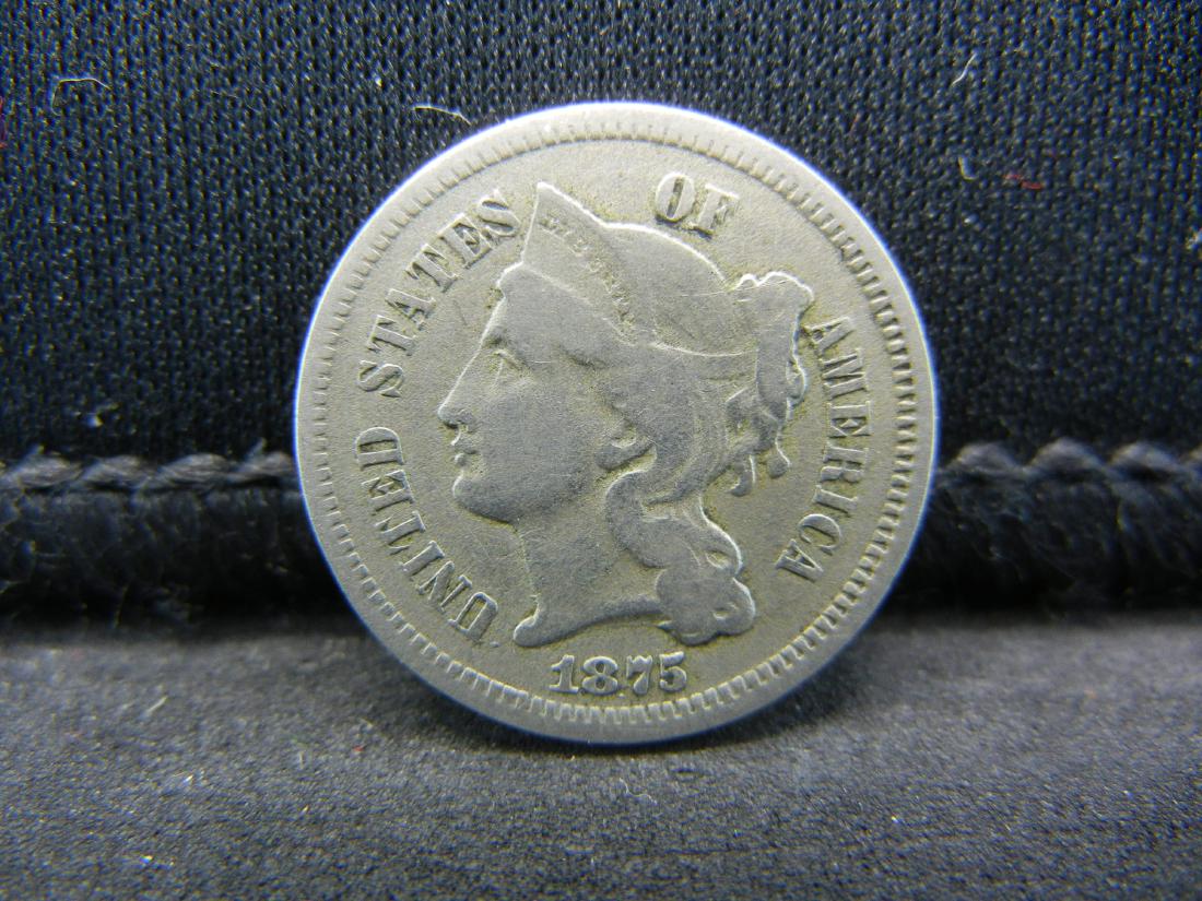 1875 Three Cent Nickel, Fine Condition. (1 of 2)