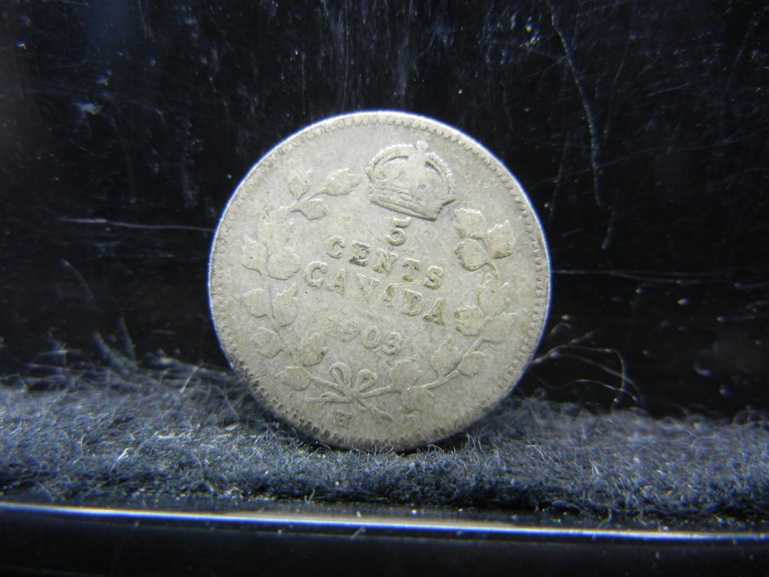1894 Canada 5 Cents Sterling (92.5%) Silver Coin.  Coin (1 of 2)