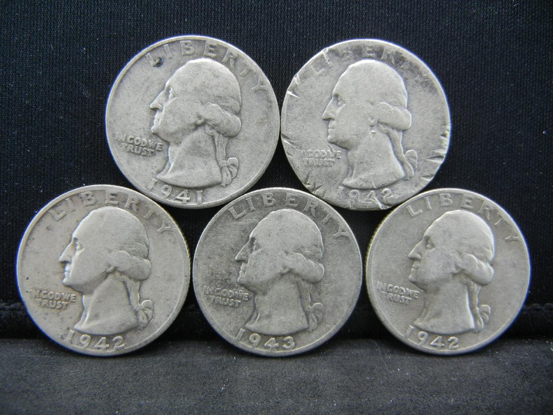 (5) 90% Silver  Washington Quarters (1 of 2)
