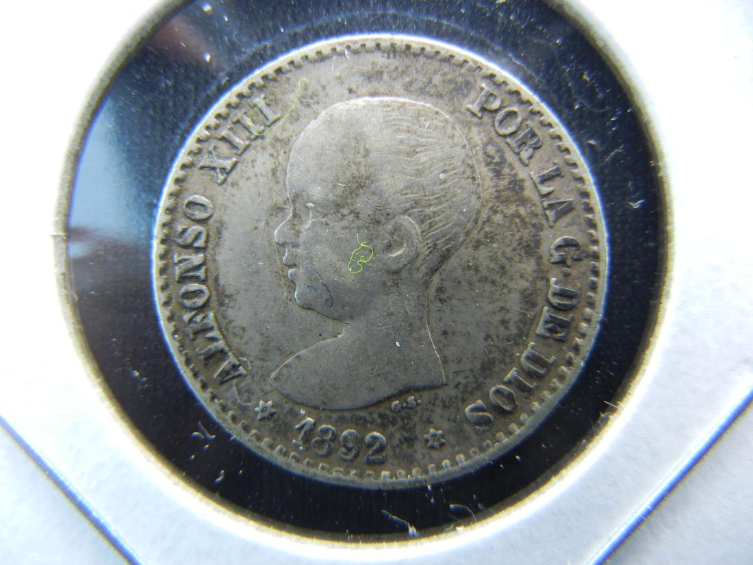 1892 Spain 50 Centimos.  XF.  Silver (1 of 3)