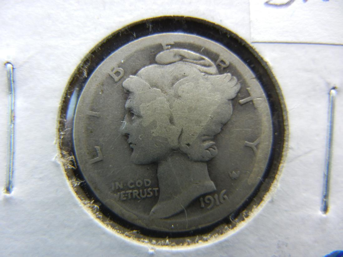 1916-S SILVER (90%) LIBERTY DIME (ONLY 10.5 MILL: 1916-S SILVER (90%) LIBERTY DIME (ONLY 10.5 MILL MINTED), 1RST YEAR, 103 YRS OLD!