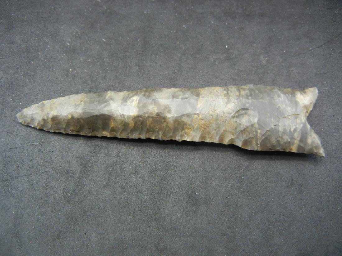 3 Inch Archaic Style Point.   Grey Mottled Flint.   Age (1 of 3)