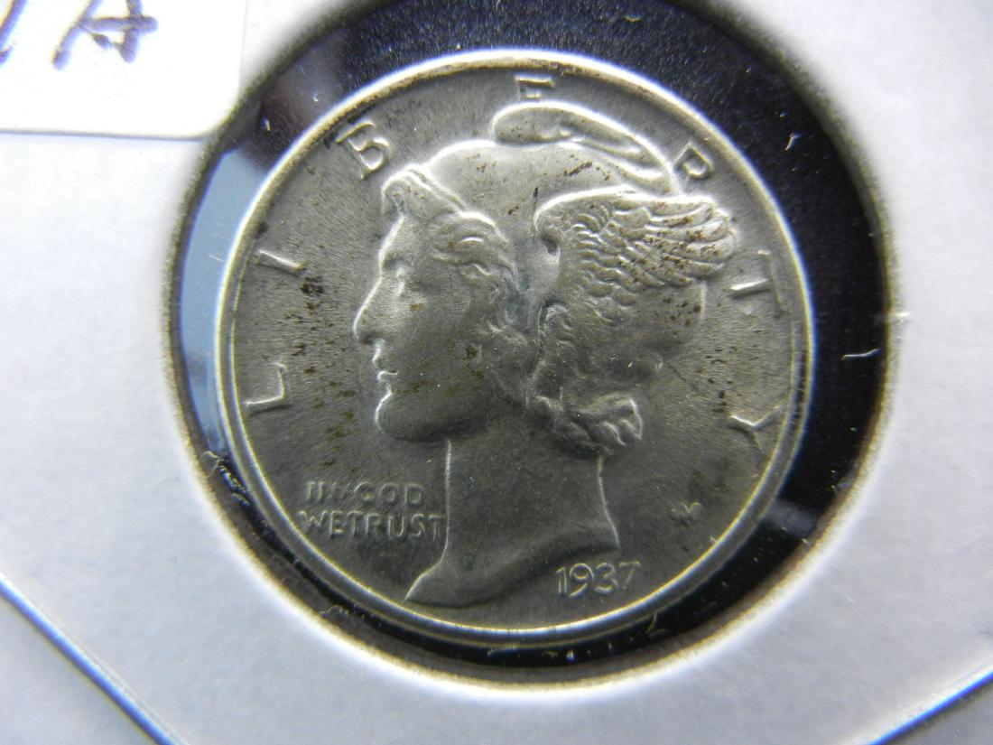 1937 Mercury Dime.   Uncirculated.  Full Split Bands. (1 of 3)