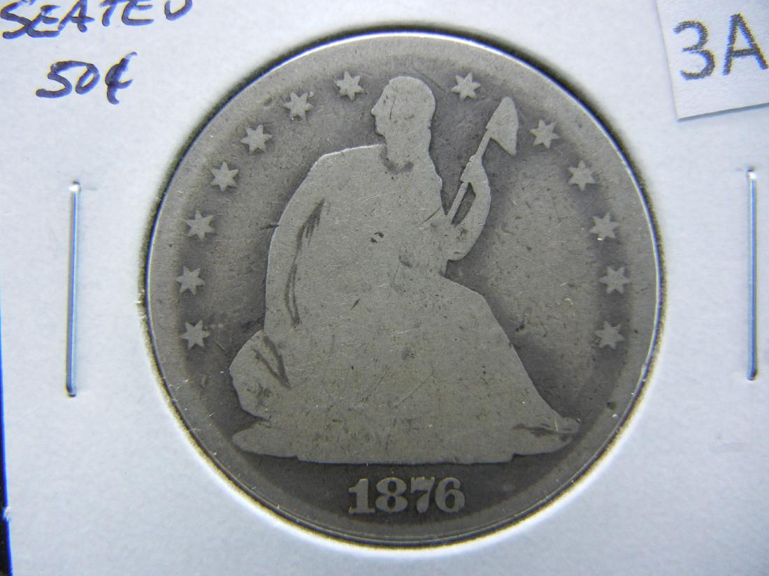 1876-CC Seated Half Dollar .  Good. (1 of 3)