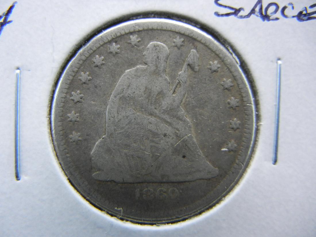 1860-O Seated Quarter .  Fine.  Scarce. (1 of 3)