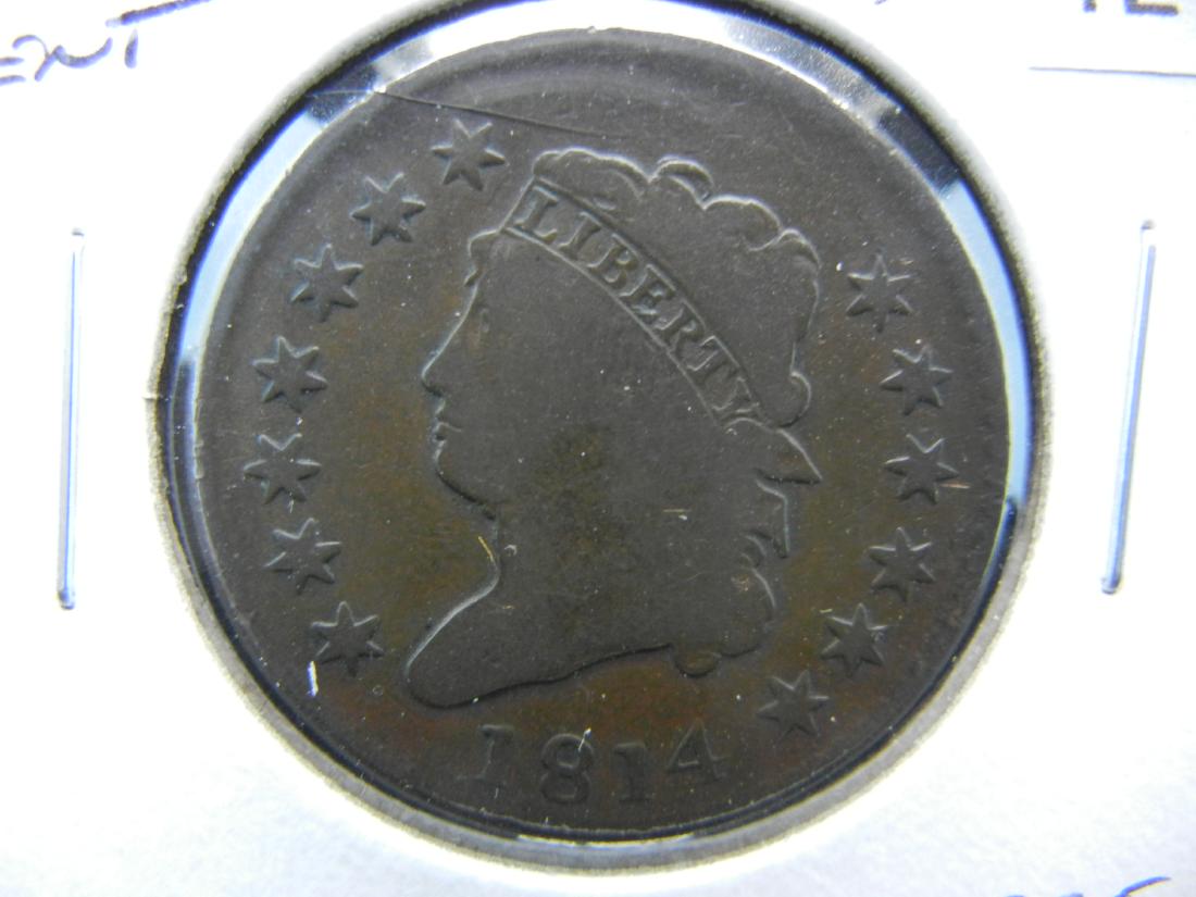 1814 Large Cent.  Fine.  Nice.  Scarce Date. (1 of 3)