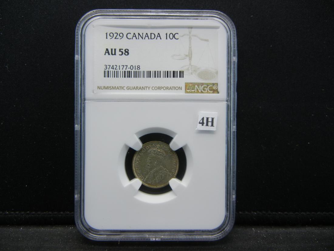 1929 Canada Dime .  NGC AU 58. (1 of 4)