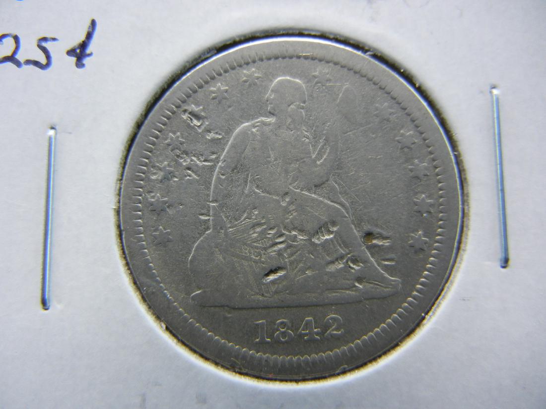 1842-O Seated Quarter .  Fine Details. (1 of 3)