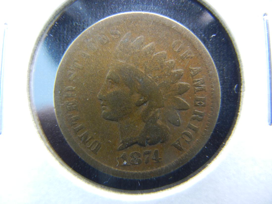 1874 Indian Head Cent .  Fine. (1 of 3)