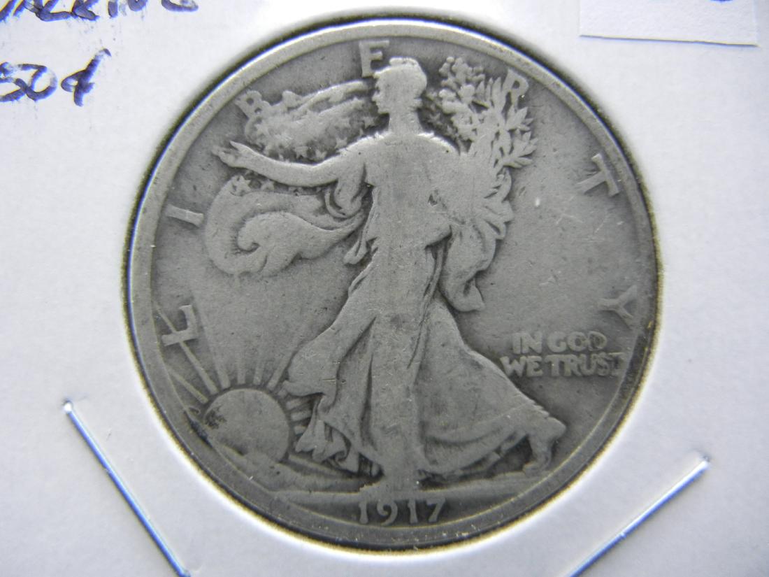 1917 Walking Half Dollar .  Fine. (1 of 3)