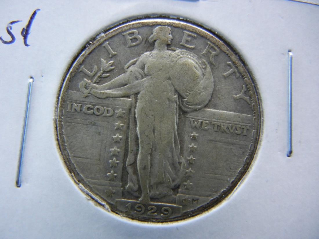 1929 Standing Quarter .  VF. (1 of 3)