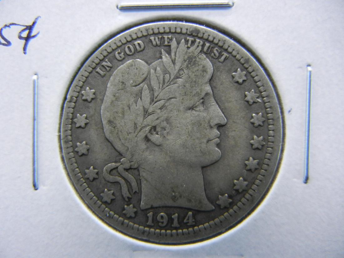1914 Barber Quarter.  Fine+. (1 of 3)