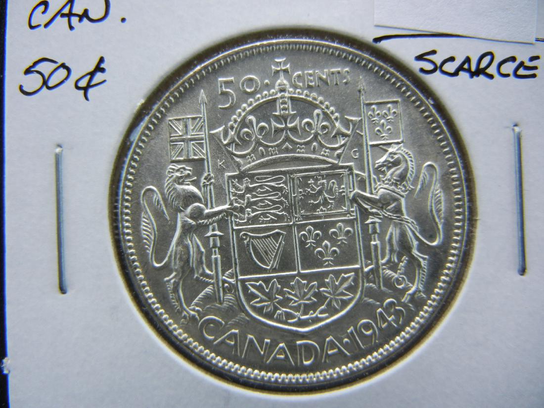 1943 Canada Half Dollar .  Nice UNC.  Scarce. (1 of 3)