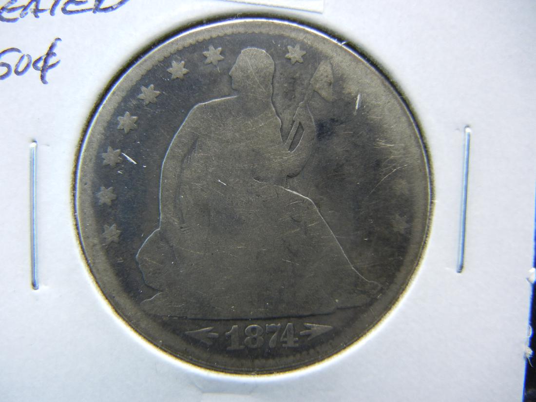 1874 Seated Half Dollar .  Good+. (1 of 3)
