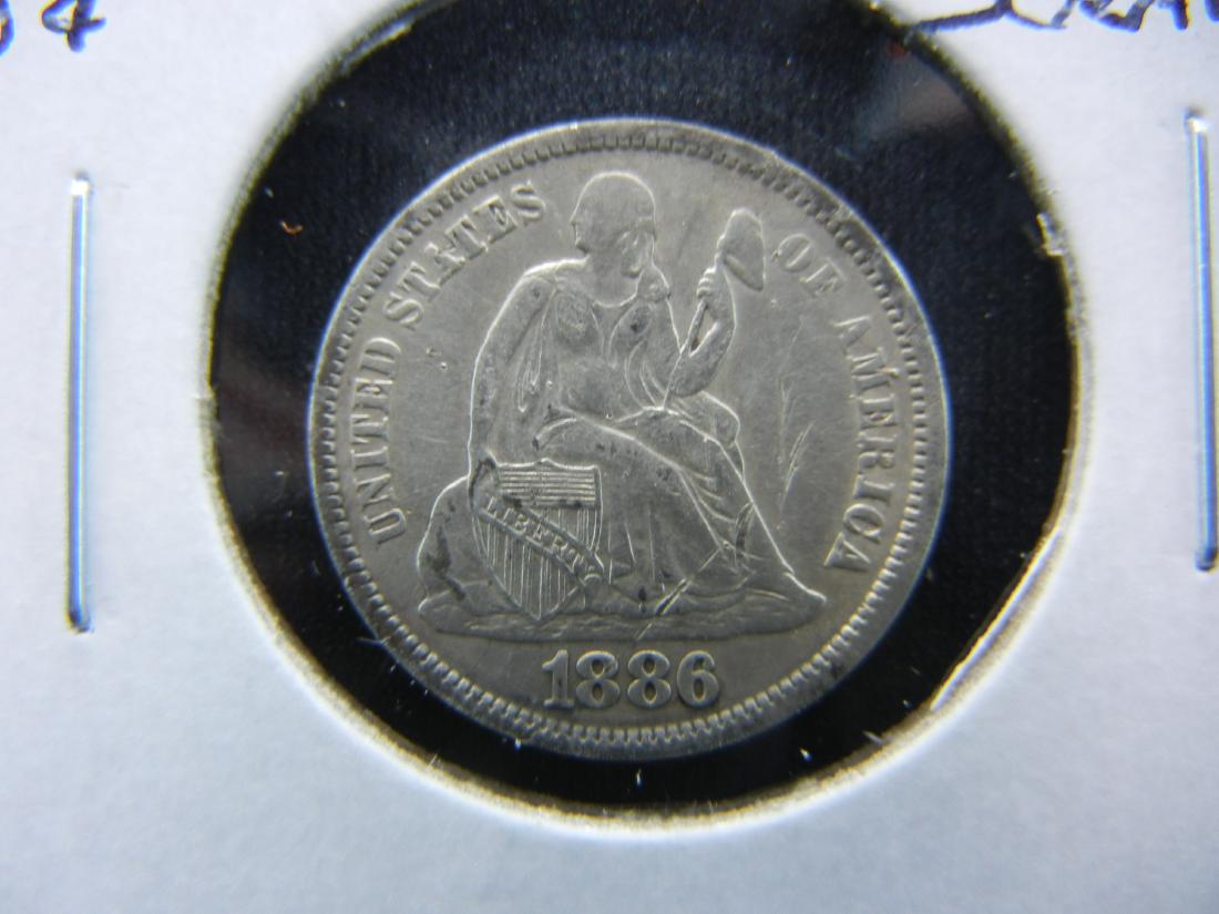 1886 Seated Dime.  AU Detail.  Scratch. (1 of 3)