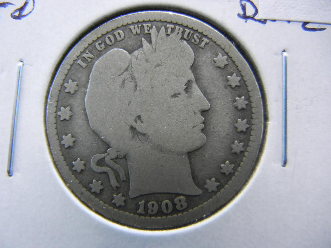 1908-S Barber Quarter.  Good.  Better Date. (1 of 3)