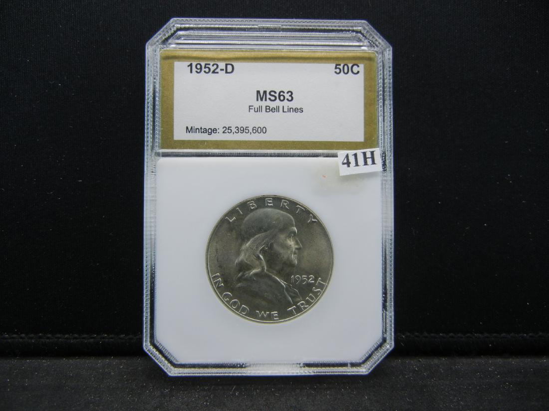 1952-D Half Dollar .  PCI MS63.  Full Bell Lines. (1 of 4)