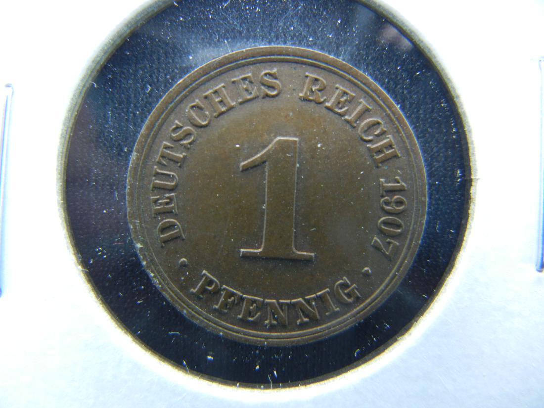 1907-A Germany 1 Pfennig.  Nice UNC. (1 of 3)
