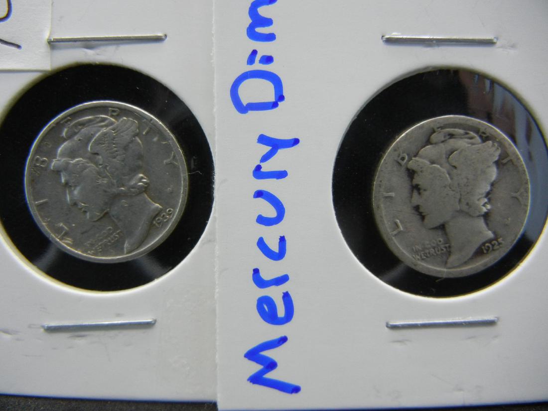 (2) SILVER (90%) MERCURY DIMES (1939 & 1925/80 & 94 YRS (1 of 3)