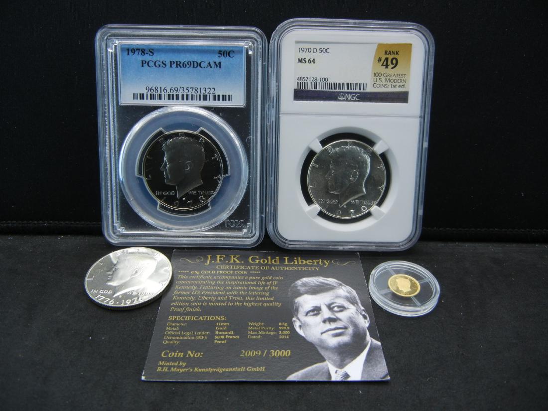 Kennedy Lot, 4 Coins, One Plated. 1970-D, 1978-S, (1 of 14)