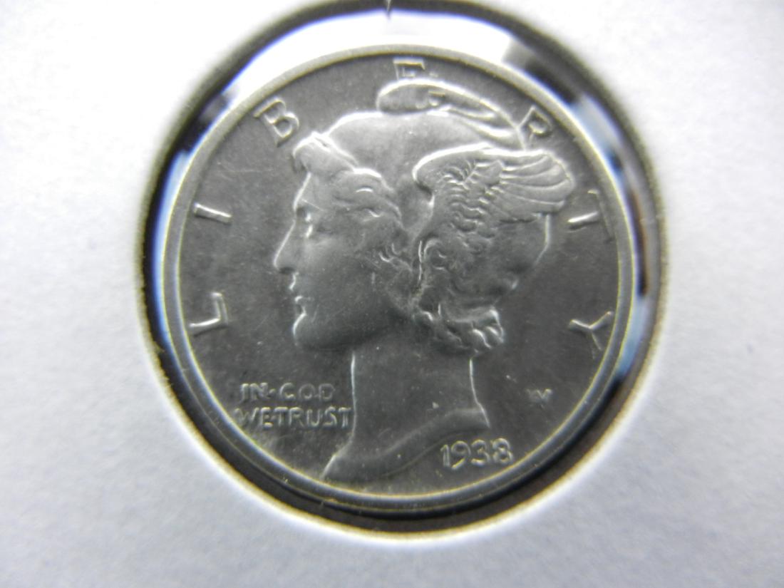 1938 D Mercury Dime AU (1 of 3)