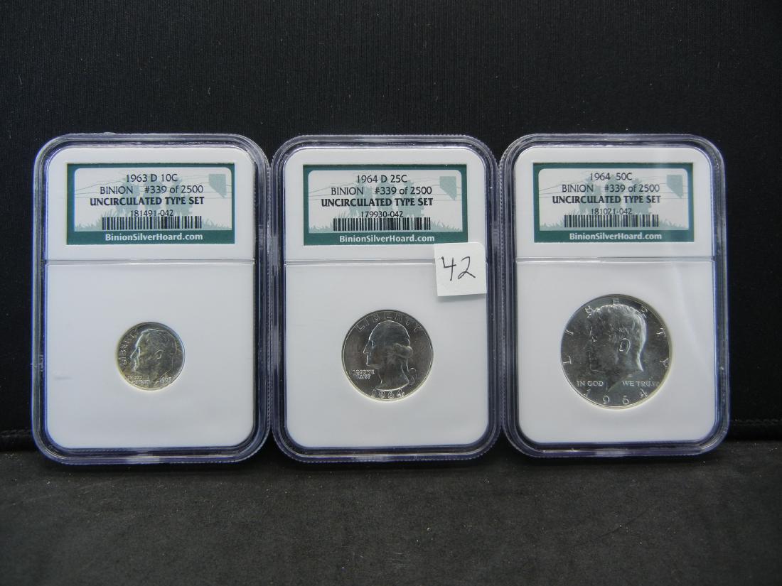 Famous Binion Hoard 3PC Typeset #339/2500 NGC UNC 1964 (1 of 13)