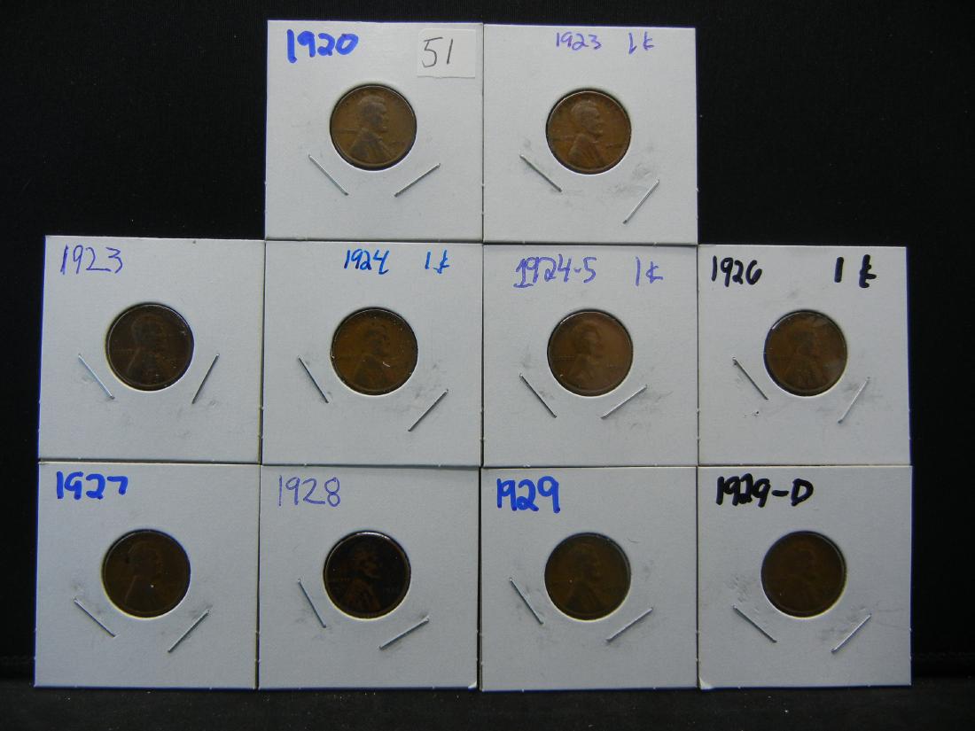 (10) 1920's Mixed Lincoln Wheat Cents (1 of 9)