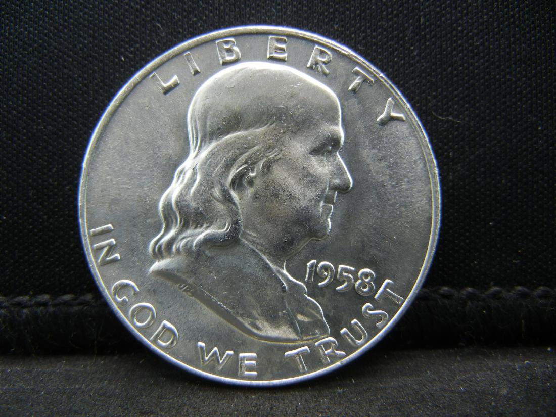 1958-D SILVER (90%) FRANKLIN HALF/UNCIRCULATED (LOOKS (1 of 2)