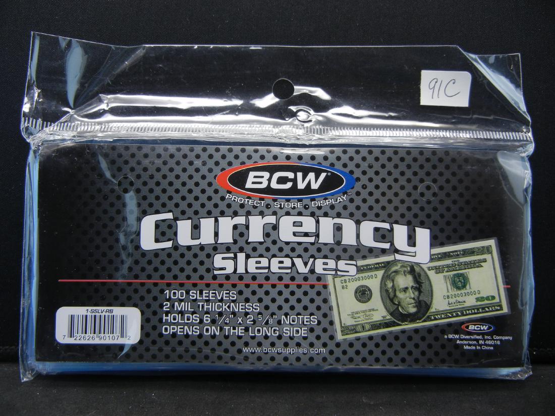 100 CURRENCY SLEEVES, NEW/SEALED 2 MIL THICK. (1 of 3)