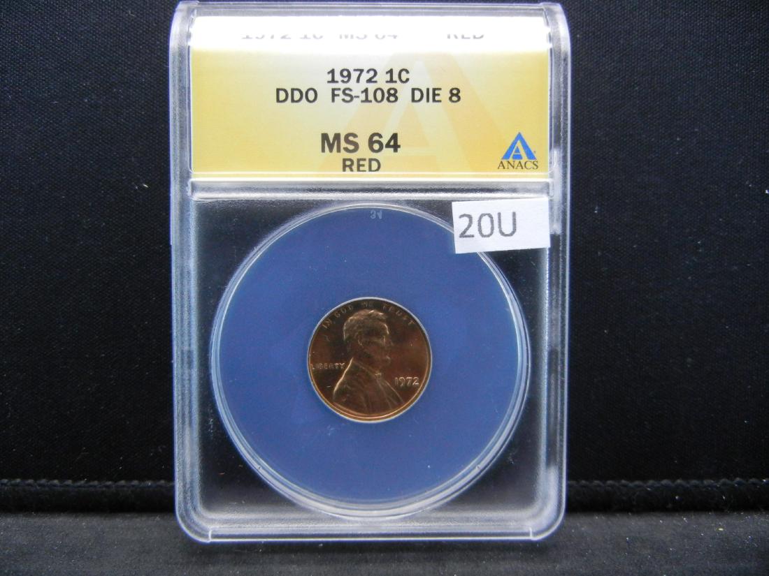 1972 Double Die Lincoln Cent Certified ANACS DDO FS-108 (1 of 4)