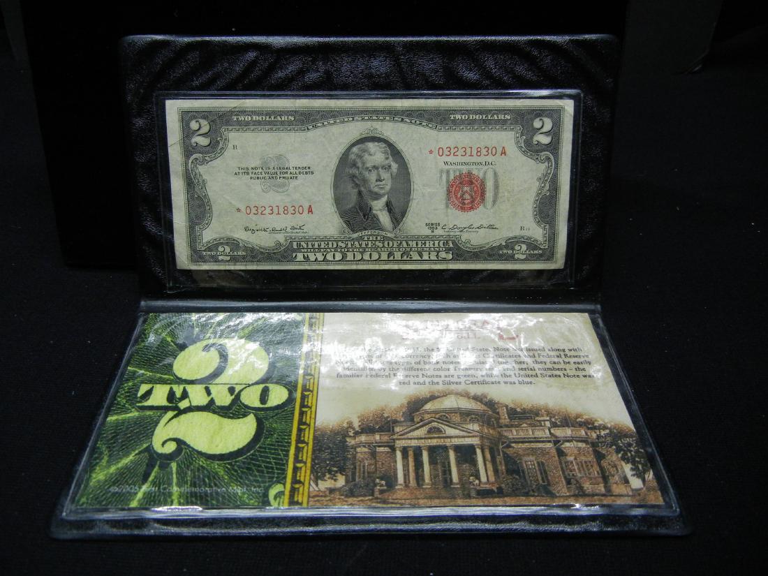 1953-B $2 red Seal Bank Star Note . With Holder (1 of 5)