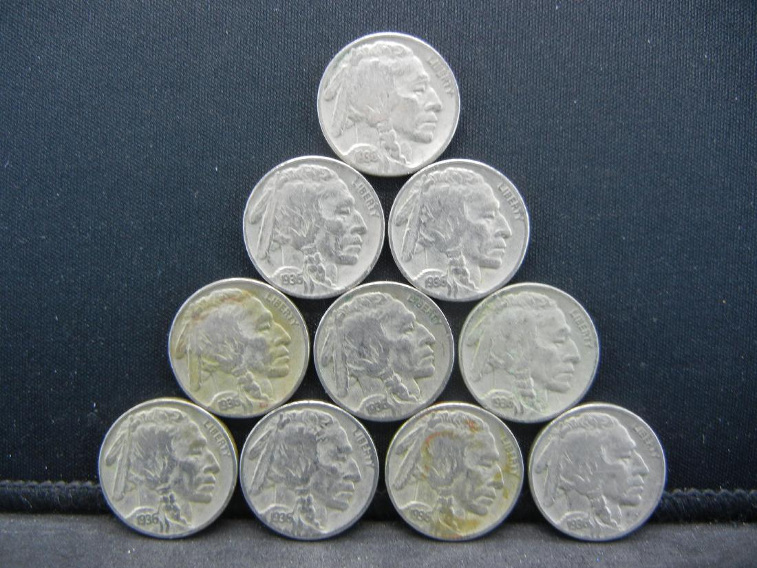 (10) 1936 BUFFALO NICKELS, NICE GRADES, BOLD DATES! (1 of 2)