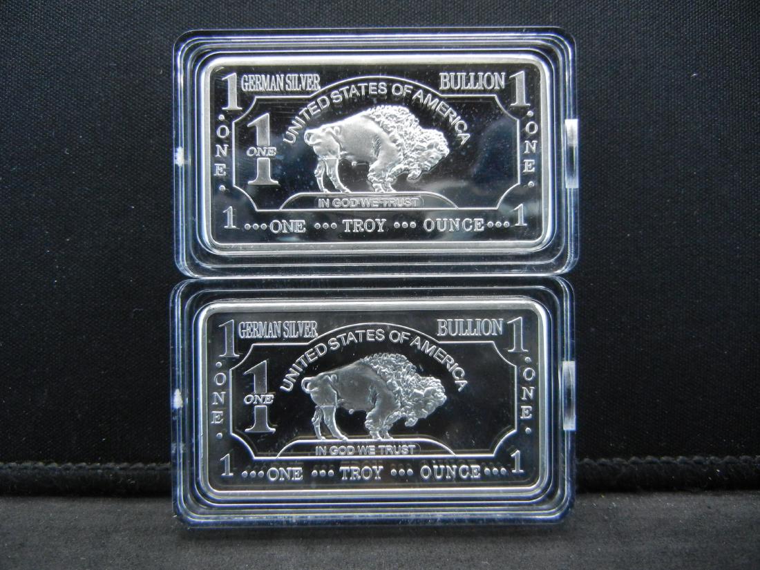 2 One Troy Ounce German Silver Bullion Buffalo: 2 One Troy Ounce German Silver Bullion Buffalo Collector Bars Clad