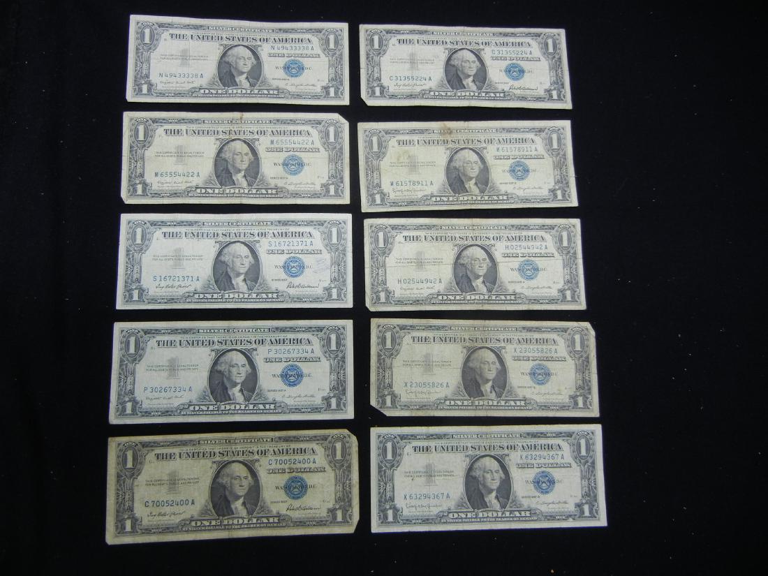 10 1957 One Dollar Silver Certificates (1 of 8)