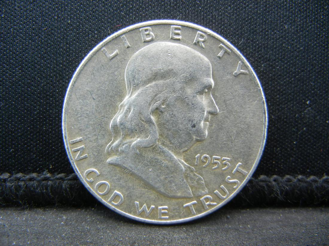 1953-D SILVER FRANKLIN (90%) HALF, (20.9 MILL MINTED), (1 of 2)