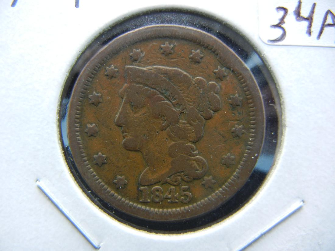 1845 Large Cent.   Fine. (1 of 3)