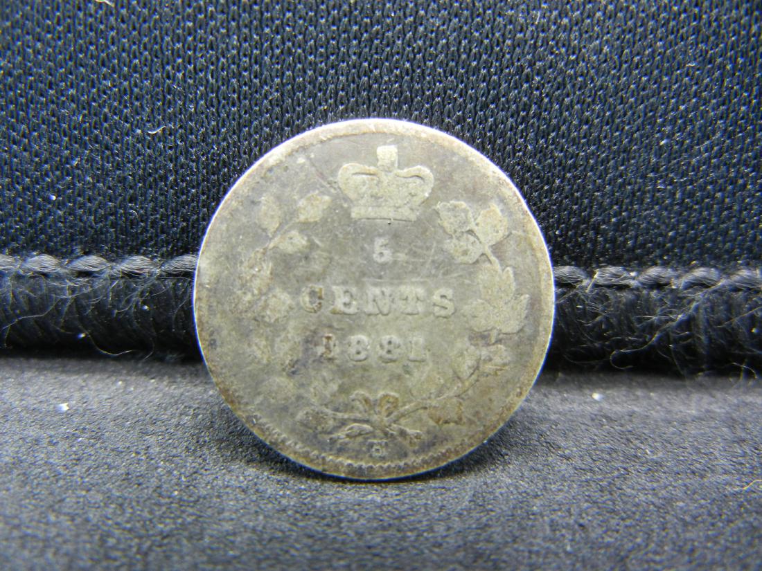 1881-H Canada 5 Cents Sterling (92.5%) Silver Coin. (1 of 2)