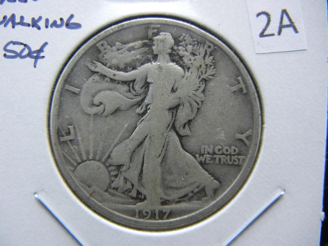 1917-S Reverse Walking Half Dollar .  Fine. (1 of 3)