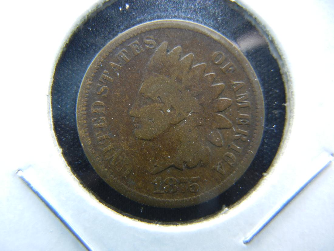 1875 Indian One Cent .  VG Details. (1 of 3)