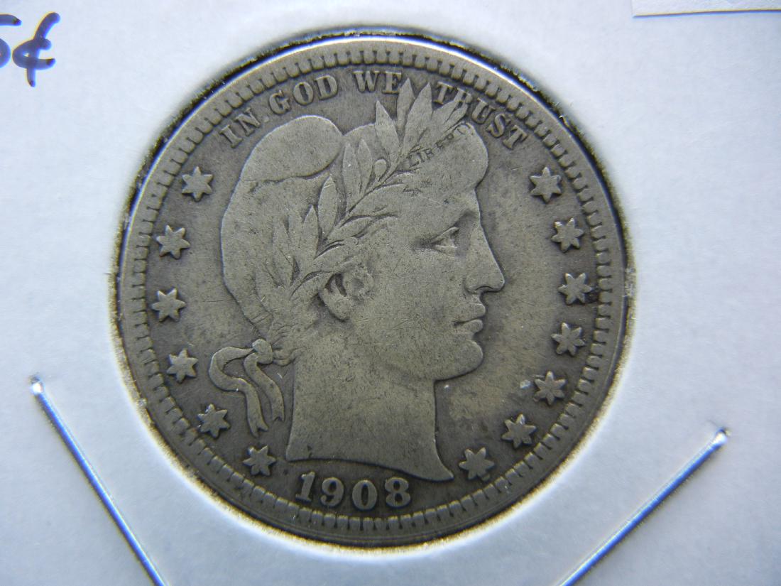 1908 Barber Quarter.  VF. (1 of 3)
