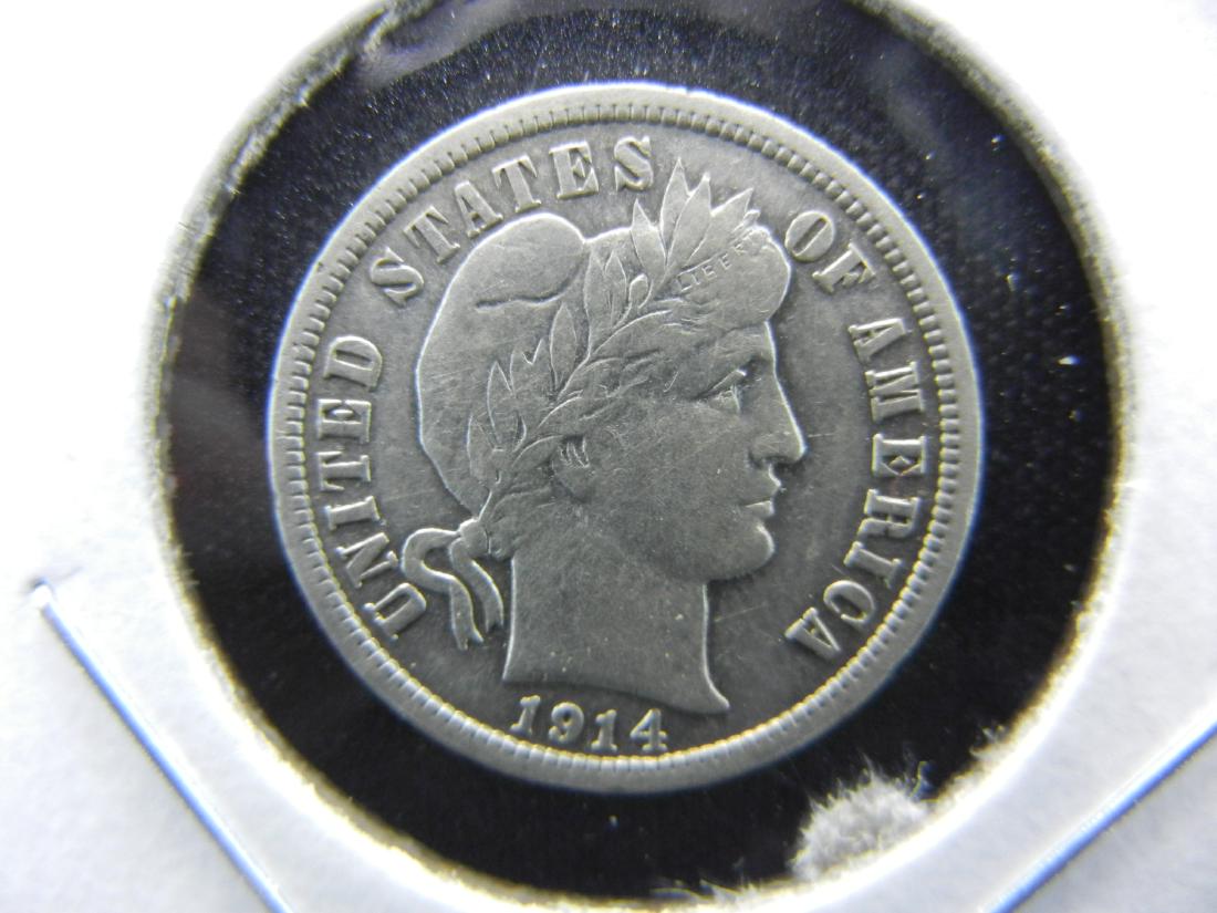 1914-D Barber Dime .  XF. (1 of 3)