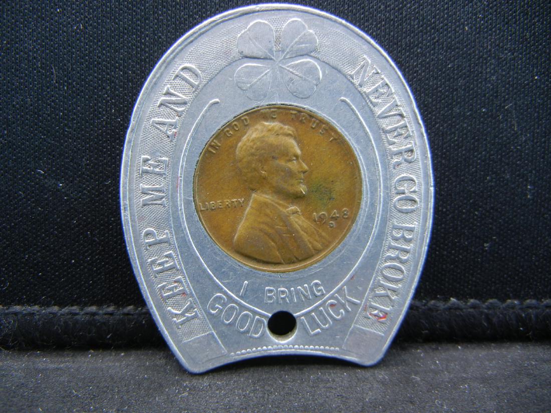 Encased 1948-D One Cent . "Drink Duquesne Pilsner": Encased 1948-D One Cent . "Drink Duquesne Pilsner"