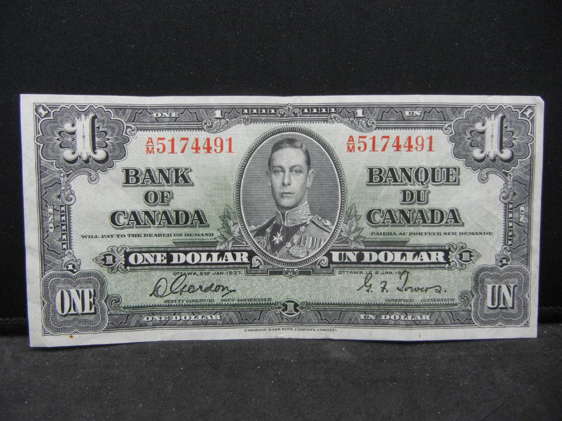 1937 Canada One Dollar  Banknote.  VF.  Scarce (1 of 3)