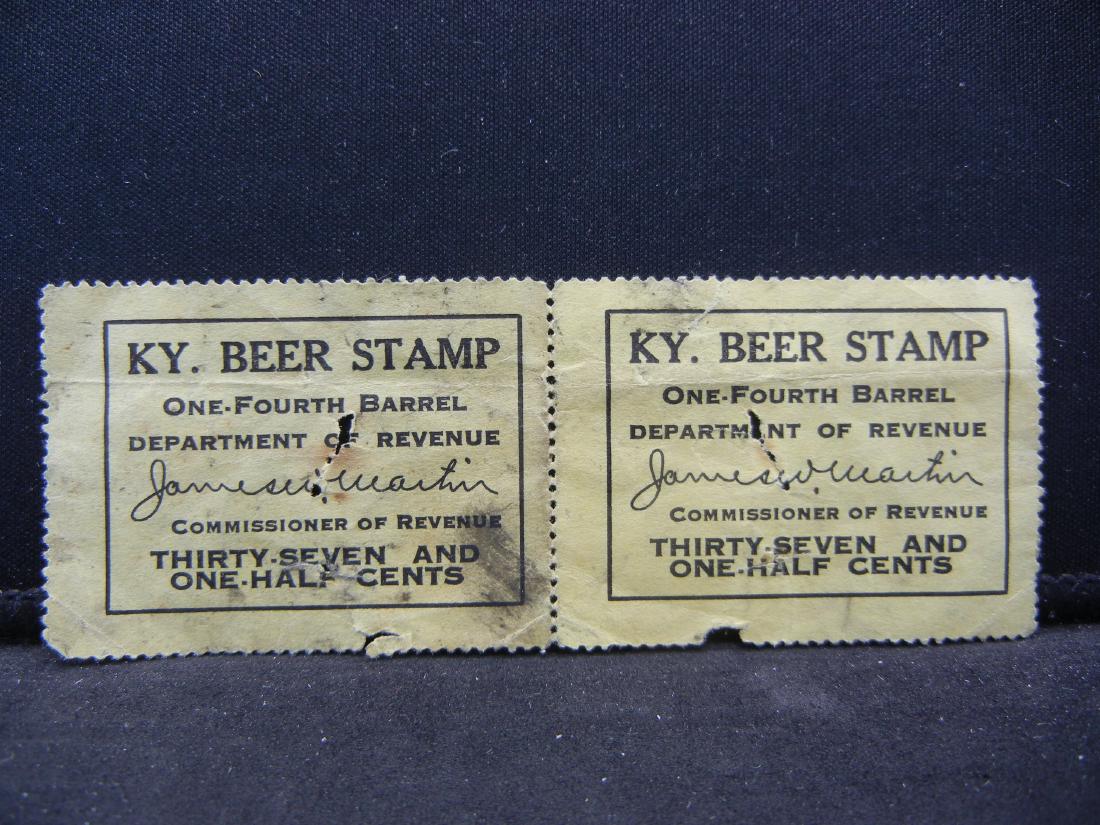 (2) Kentucky 1/4 Barrel Beer Tax Stamps (1 of 4)